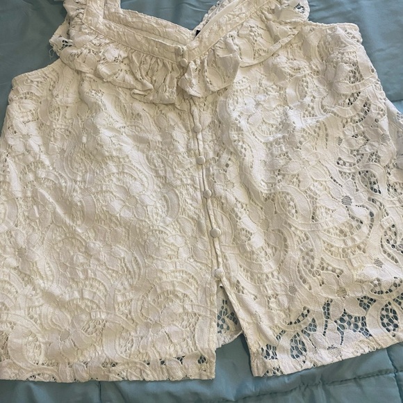 Torrid White Ruffled Blouse with Square Neckline - Picture 8 of 9